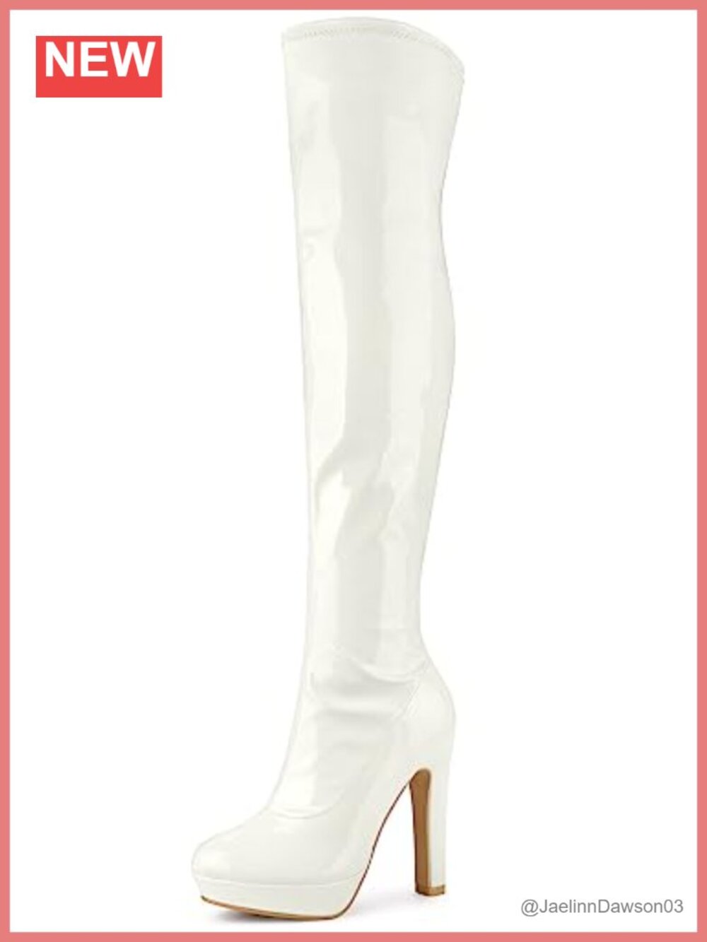 Platform Over The Knee Chunky Heel Boots Patent Leather Zip